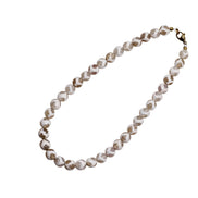 Tan & White Dyed Agate Bead Necklace
