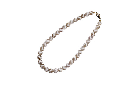 Tan & White Dyed Agate Bead Necklace
