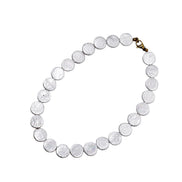 White Flat Shell Pearl Bead Necklace