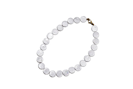 White Flat Shell Pearl Bead Necklace