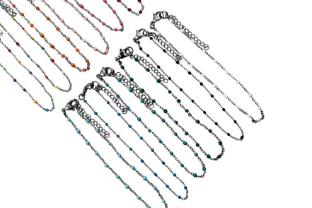 Silver Enamel Anklet