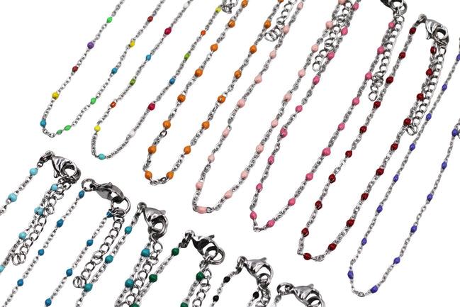 Silver Enamel Anklet