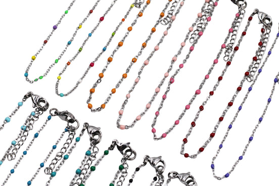 Silver Enamel Anklet