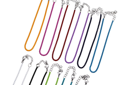 Silver Box Chain Enamel Anklet