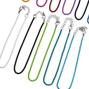 Silver Box Chain Enamel Anklet