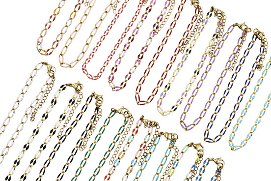 Gold Enamel Oversized Curb Chain Anklet