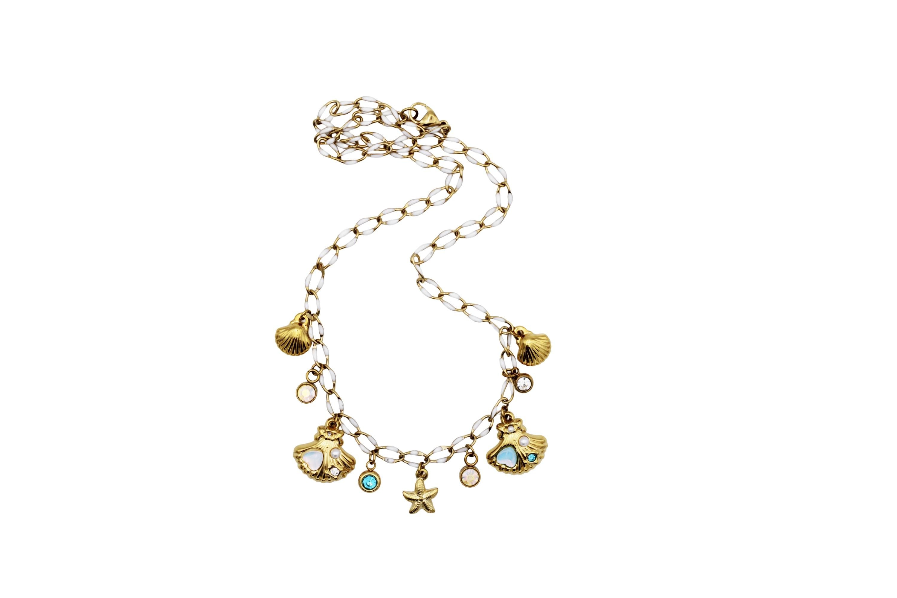 Mermaid Sea Shell Multi Charm Necklace