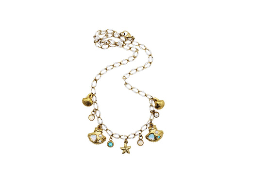 Mermaid Sea Shell Multi Charm Necklace