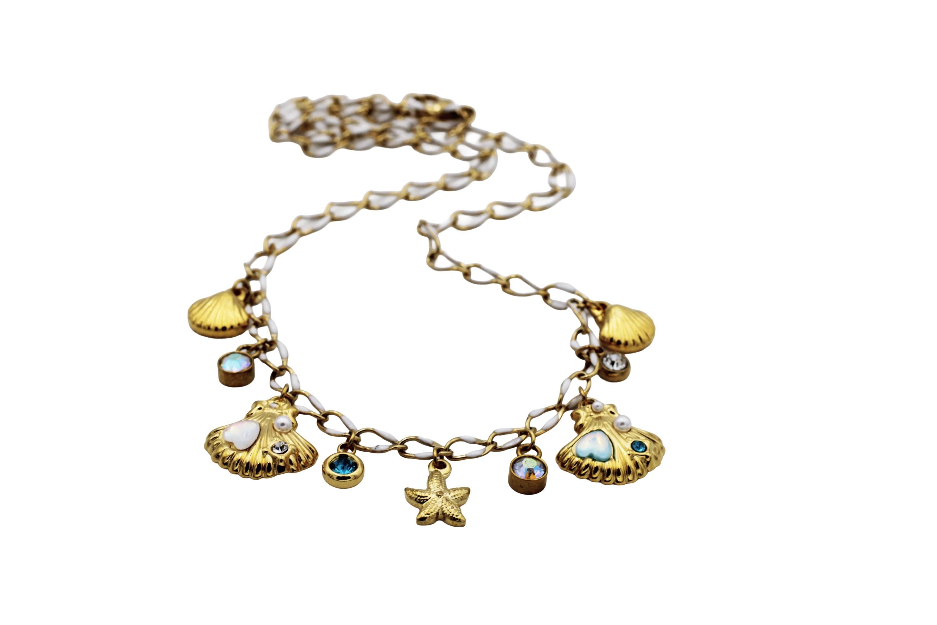 Mermaid Sea Shell Multi Charm Necklace