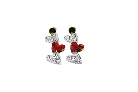 Volleyball Triple Heart Earrings