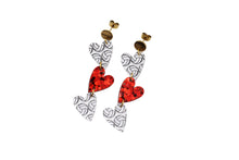 Load image into Gallery viewer, Volleyball Triple Heart Earrings
