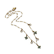 Turquoise Quatrefoil & Rhinestone Multi Charm Necklace
