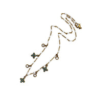 Turquoise Quatrefoil & Rhinestone Multi Charm Necklace