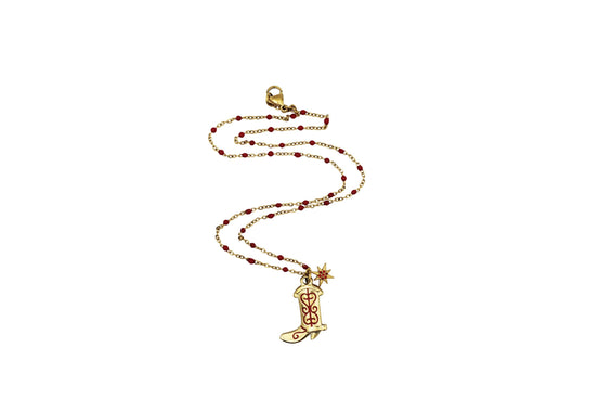Red Cowgirl Boot Necklace
