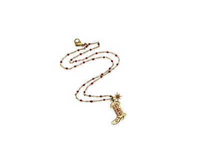 Red Cowgirl Boot Necklace