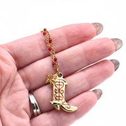Red Cowgirl Boot Necklace