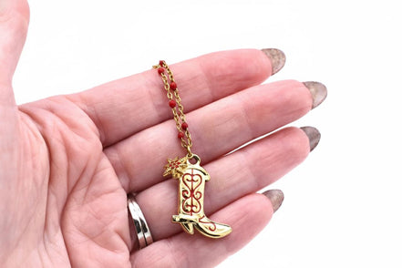 Red Cowgirl Boot Necklace