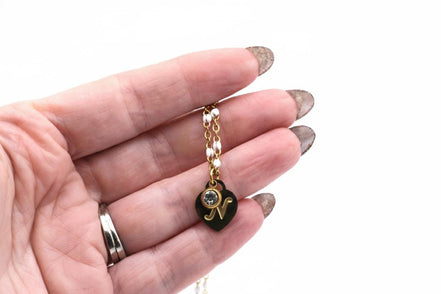 N Heart Lock Charm Necklace
