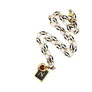 Black Enamel N Charm Necklace