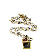 Black Enamel N Charm Necklace