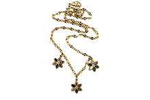 Load image into Gallery viewer, Gold Multicolor Rhinestone Flower Necklace

