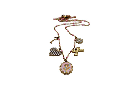 Rose, Bow, Heart Multi Charm Necklace