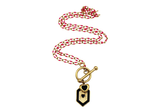 Black & Pink Heart Necklace