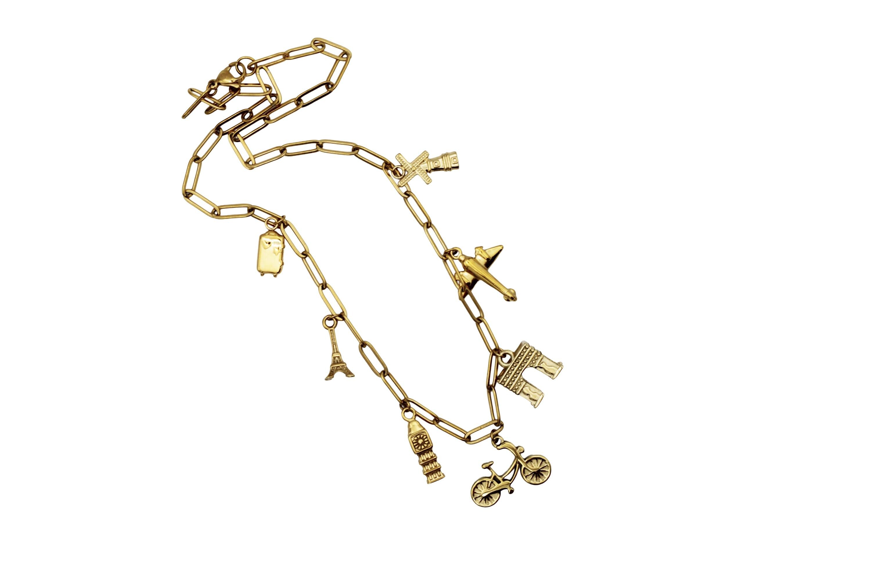 Gold Travel Multi Charm Necklace