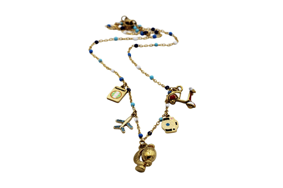 Colorful Travel Multi Charm Necklace