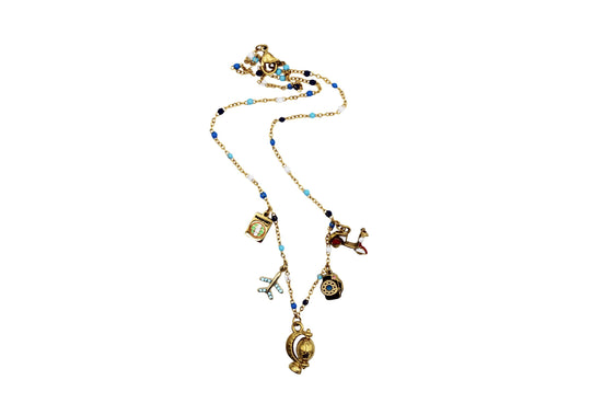 Colorful Travel Multi Charm Necklace