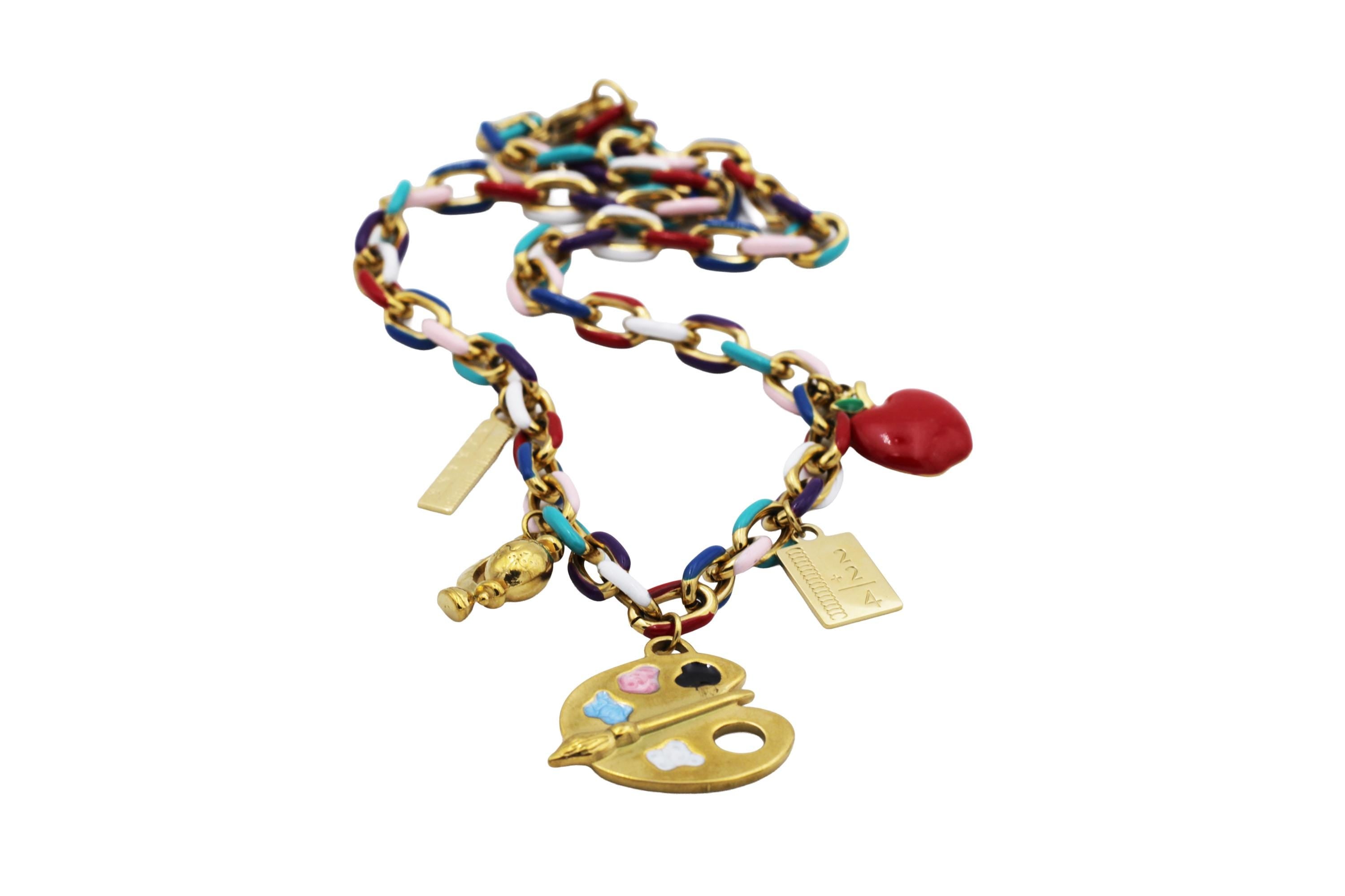 Colorful Teacher Multi Charm Necklace