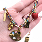 Colorful Teacher Multi Charm Necklace