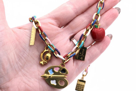 Colorful Teacher Multi Charm Necklace
