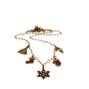 Rhinestone Christmas Multi Charm Necklace