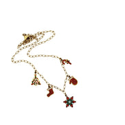 Rhinestone Christmas Multi Charm Necklace