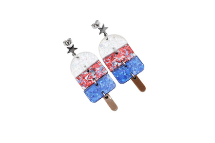 Popsicle Earrings, Popsicle Jewelry, Patriotic Popsicle Earrings, 4th of July Earrings, Summer Earrings, 4th of July Jewelry, Summer Jewelry