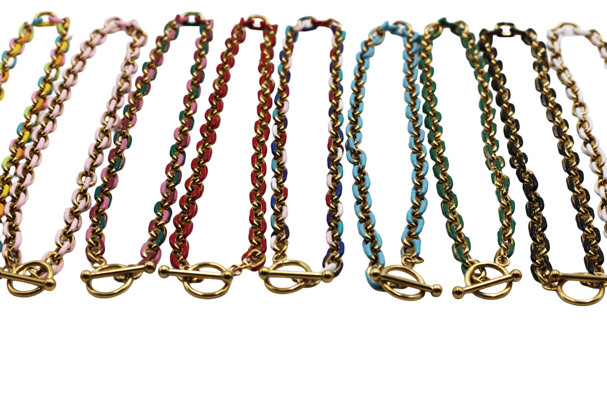Chunky Enamel Chain Toggle Necklace