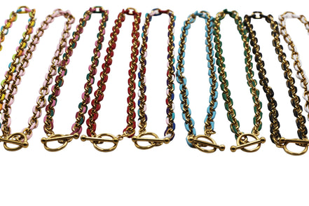 Chunky Enamel Chain Toggle Necklace