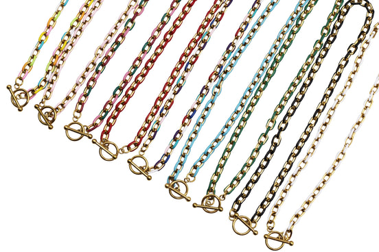 Chunky Enamel Chain Toggle Necklace