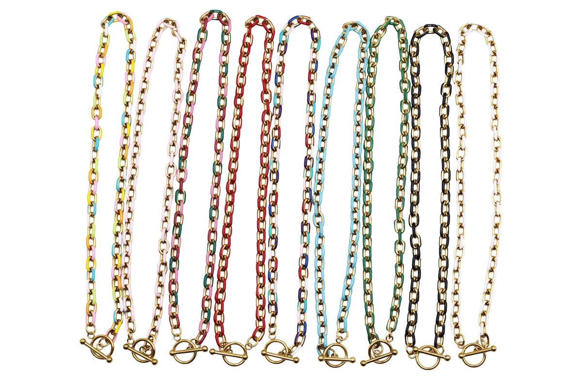 Chunky Enamel Chain Toggle Necklace