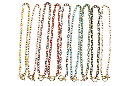 Chunky Enamel Chain Toggle Necklace