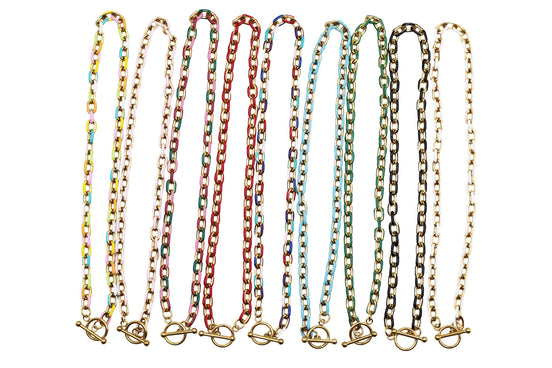 Chunky Enamel Chain Toggle Necklace