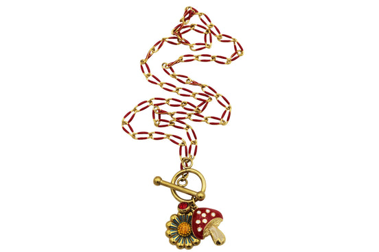 Mushroom & Flower Charm Necklace