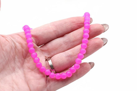 Bright Pink Beaded Necklace