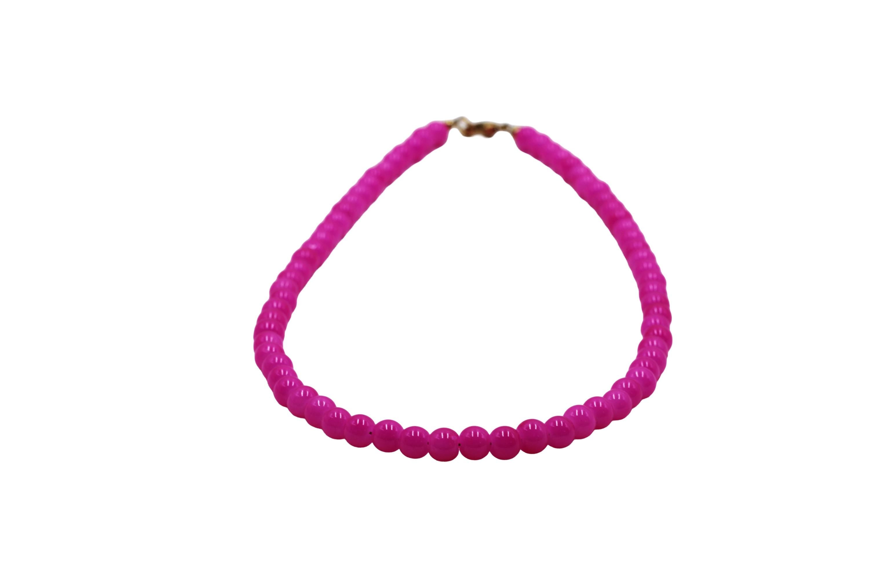 Bright Pink Beaded Necklace