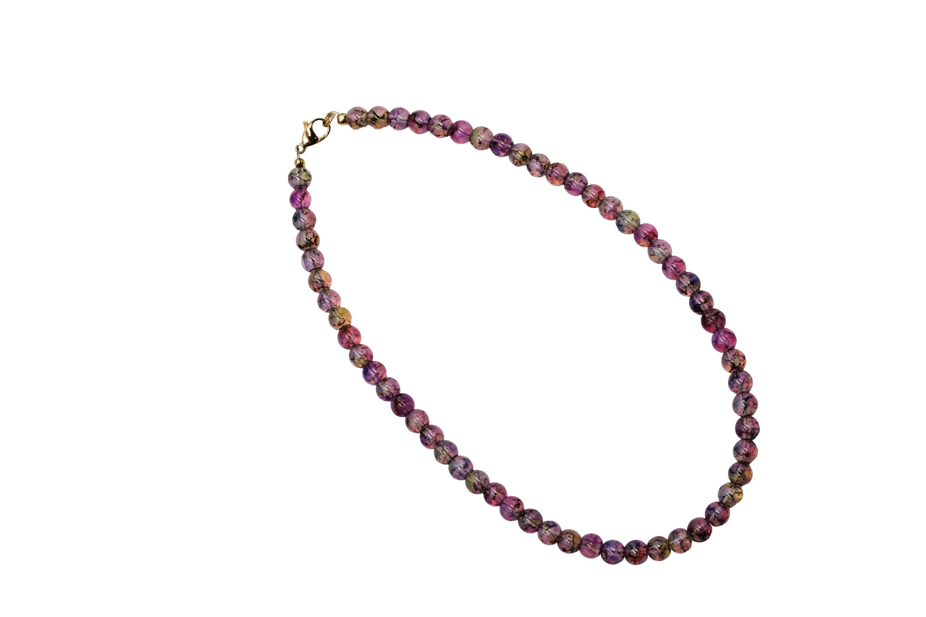 Purple Marbled Bead Necklace