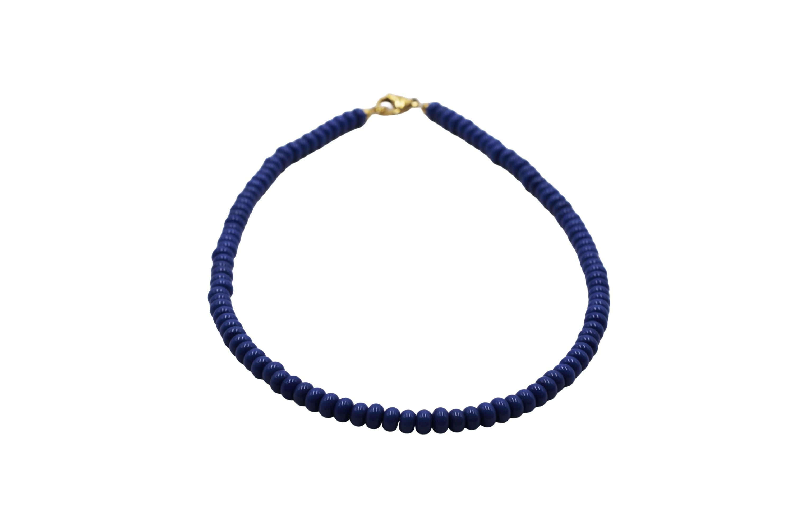 Blue Rondelle Bead Necklace