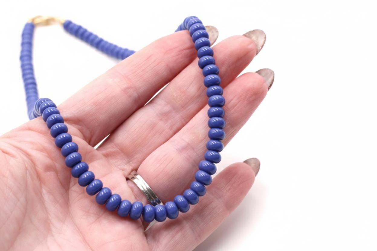 Blue Rondelle Bead Necklace