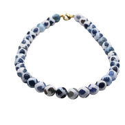 Blue & White Dyed Agate Bead Necklace