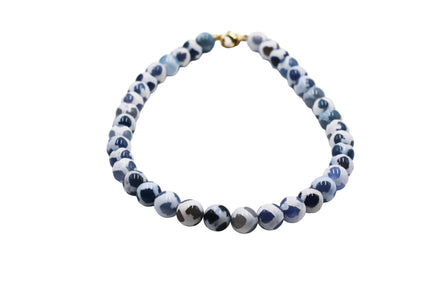 Blue & White Dyed Agate Bead Necklace